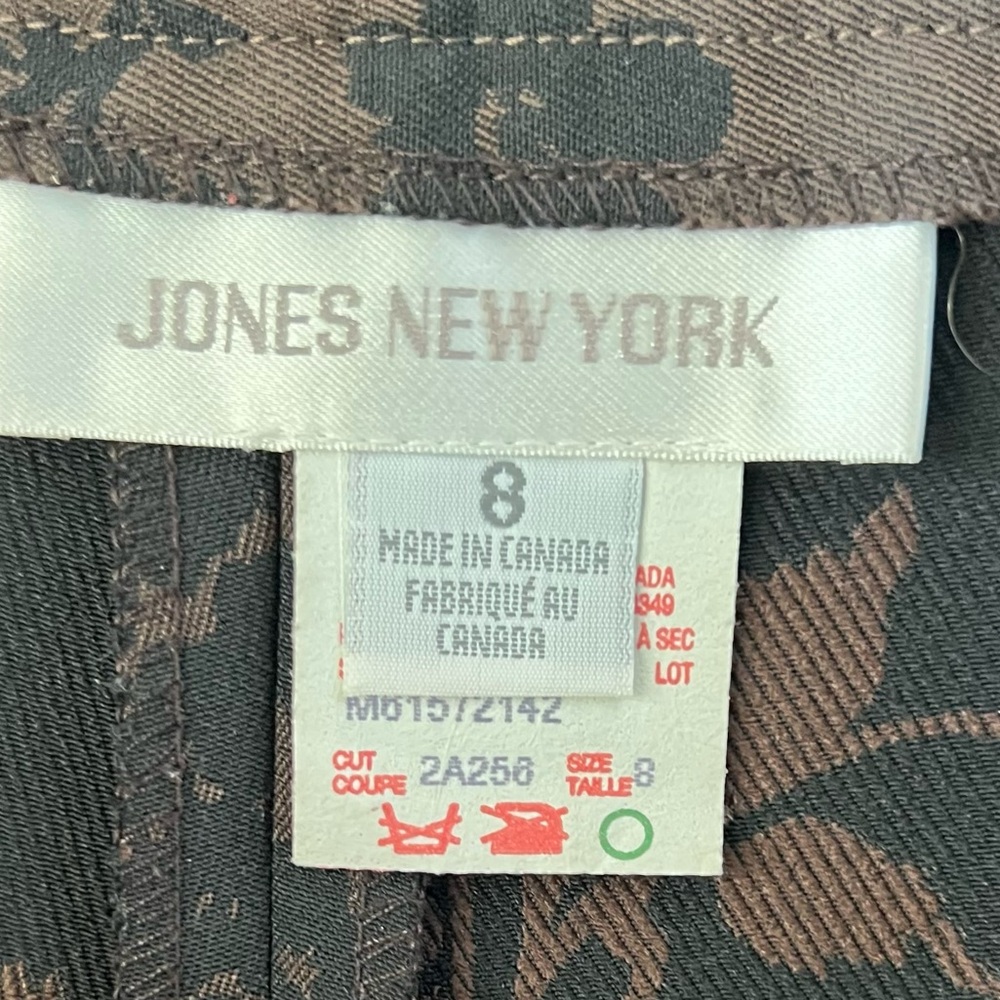 Jones New York Floral Jacquard Pants Chocolate Brown Black Size 8 Dark Academia - Picture 5 of 10
